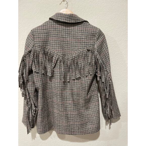 RAILS Jagger Fringe Blazer In Mustard Mini Houndstooth Size XS - Picture 7 of 10